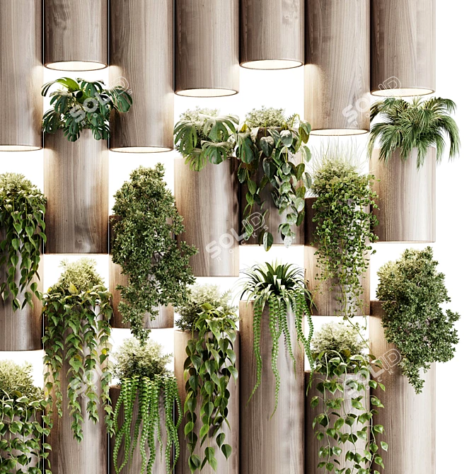 Wooden Frame Plant Partition Box 3D model image 4