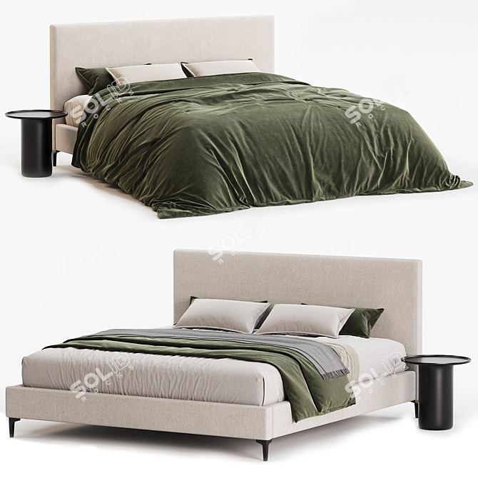 Modern Emmett Bed Collection 3D model image 1