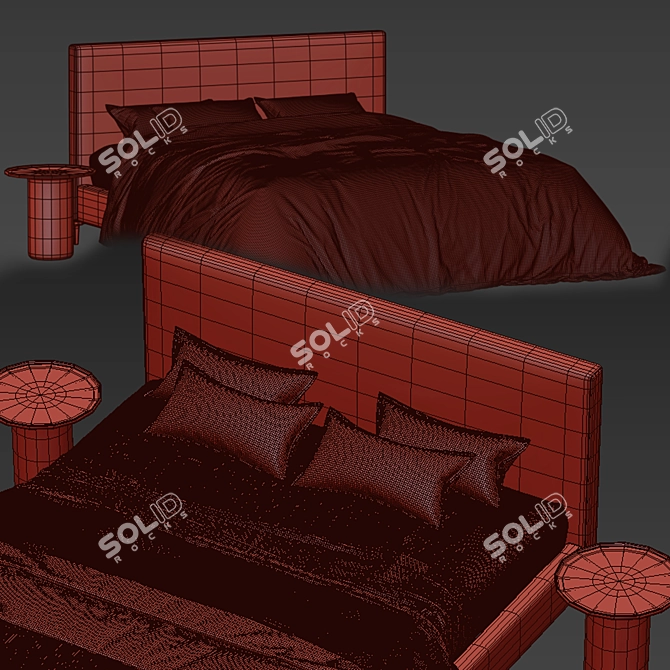 Modern Emmett Bed Collection 3D model image 2