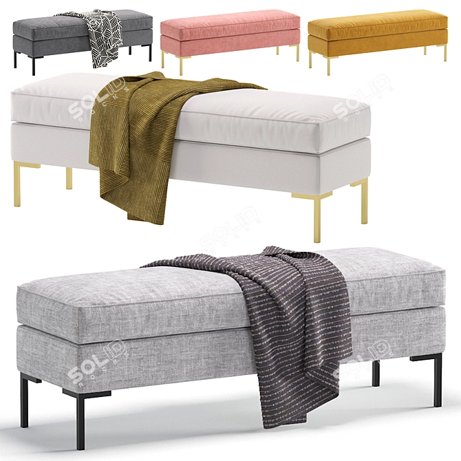 Modern Gray Kona Bench Furniture 3D model image 1