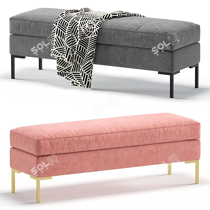 Modern Gray Kona Bench Furniture 3D model image 2