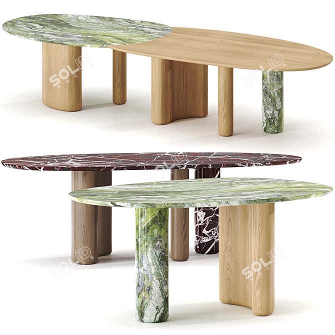 Natural Design Table Set, Customizable 3D model image 1