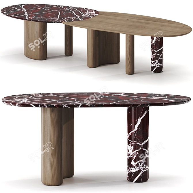 Natural Design Table Set, Customizable 3D model image 2