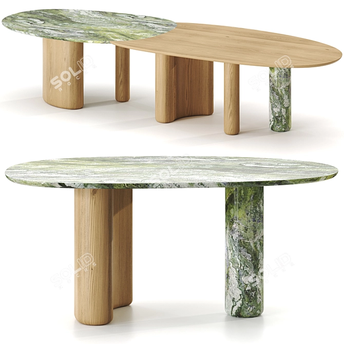 Natural Design Table Set, Customizable 3D model image 3