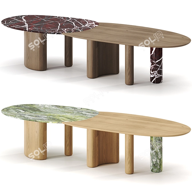 Natural Design Table Set, Customizable 3D model image 6