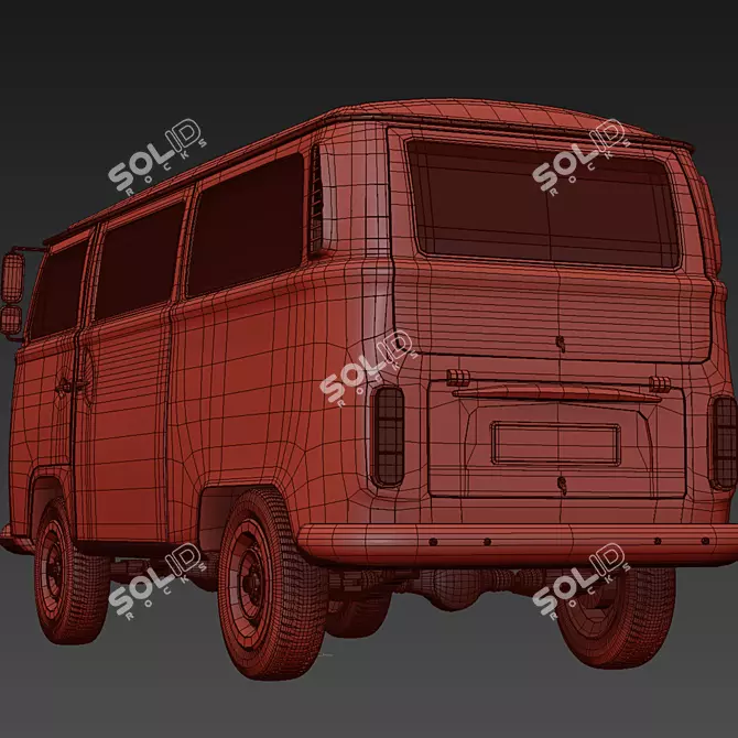 Hippie VW T2 Bus 3D model image 5