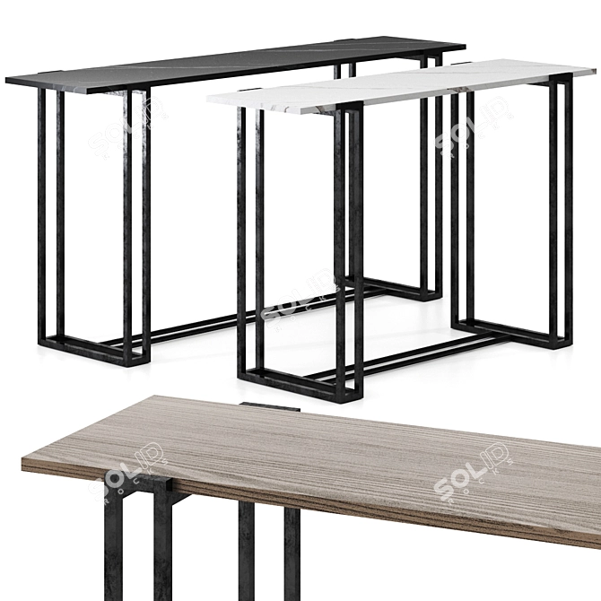 Rectangular Marble Console Table Set 3D model image 2