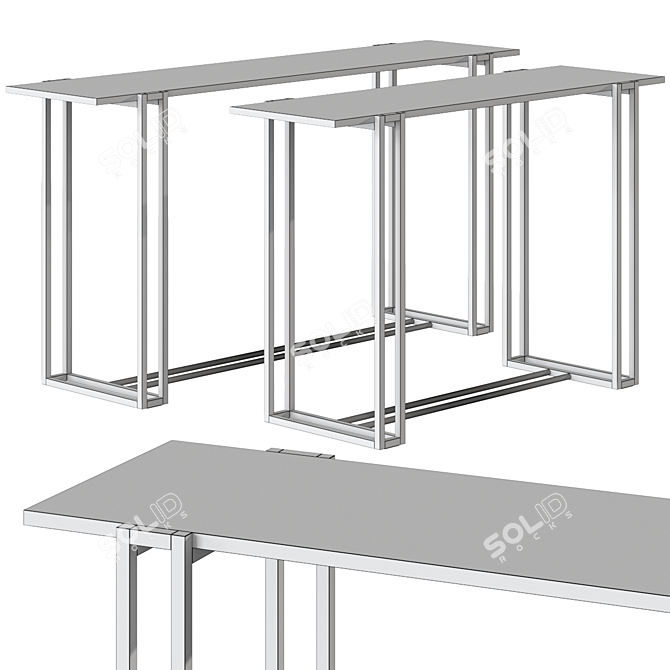 Rectangular Marble Console Table Set 3D model image 4