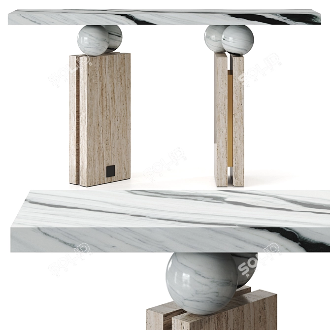 Elegant Quantic Marble Console Table 3D model image 2