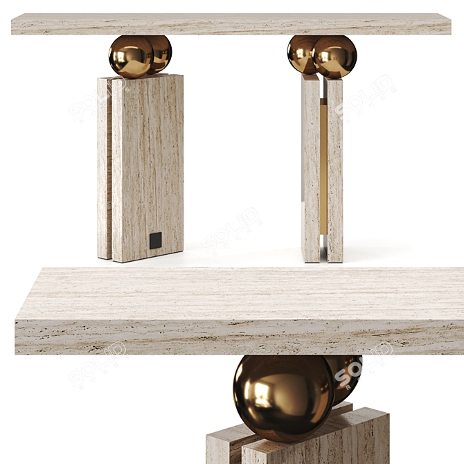 Elegant Quantic Marble Console Table 3D model image 3