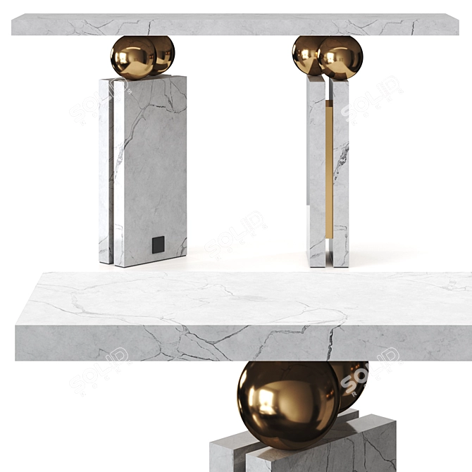 Elegant Quantic Marble Console Table 3D model image 4