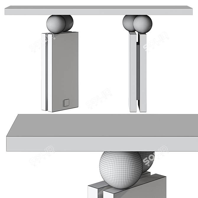 Elegant Quantic Marble Console Table 3D model image 6