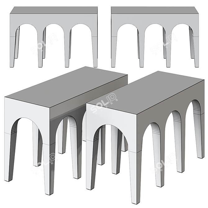 Scandinavian Style Bow Bench, 101 Copenhagen 3D model image 3