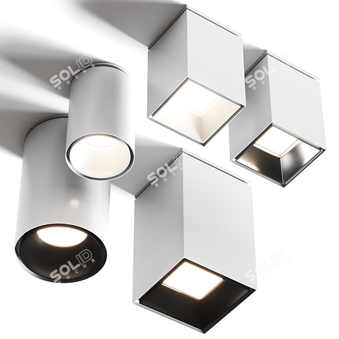 Sleek Sasso Ceiling Lamps Set 3D model image 2