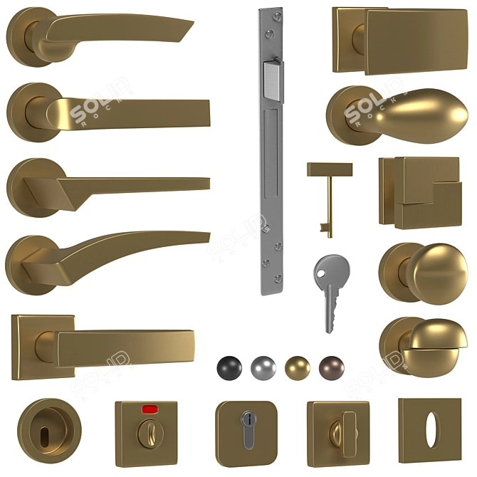 Corombo Titanium Door Handles 3D model image 3