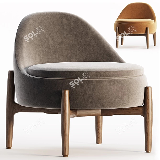 Minotti SENDAI Fabric Chair: Elegant & Contemporary 3D model image 1