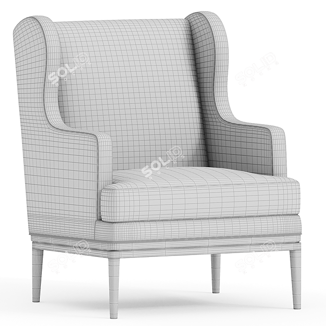 Elegant Big Daddy Wing Chair 3D model image 3