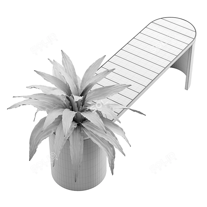 Modern Planter Bench with Teak 3D model image 6