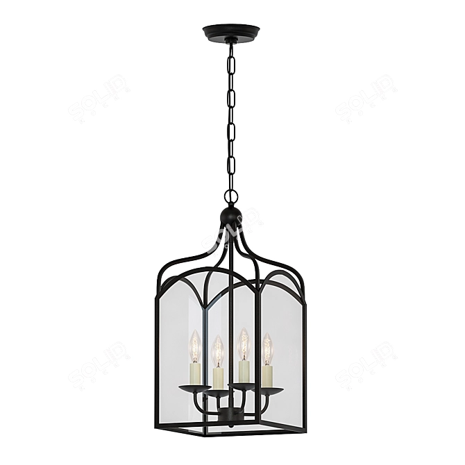  Farmhouse Antique Bronze Glass Lantern 3D model image 1