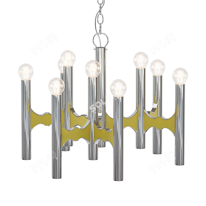 Retro Italian Chrome Chandelier 3D model image 1