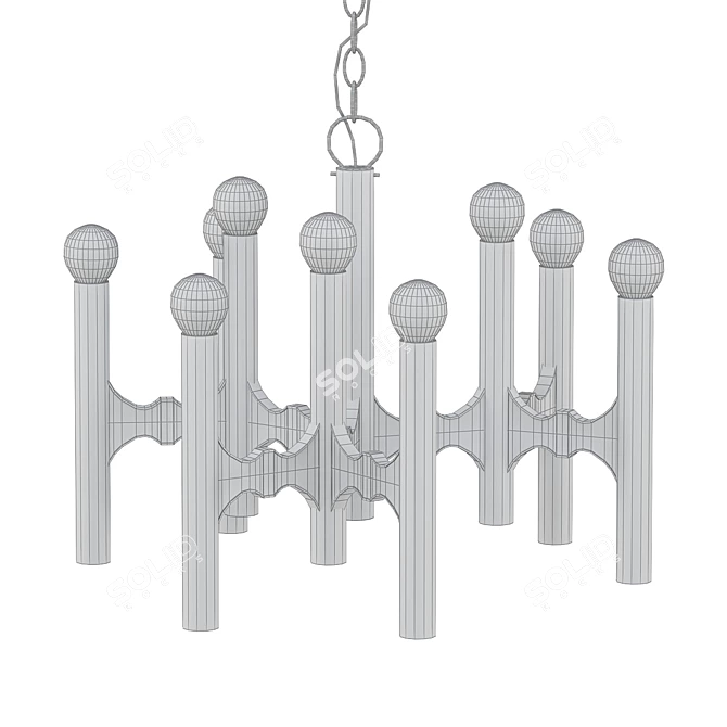 Retro Italian Chrome Chandelier 3D model image 2