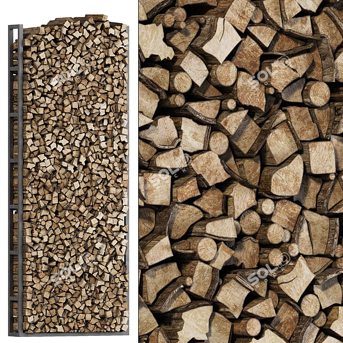 Geometric Firewood Decor 3D Model 3D model image 1