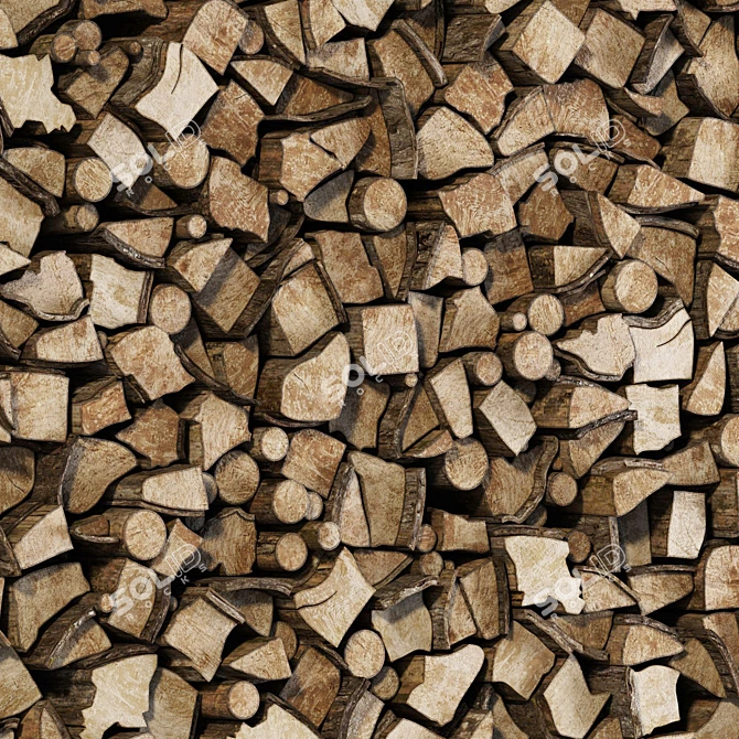 Geometric Firewood Decor 3D Model 3D model image 2