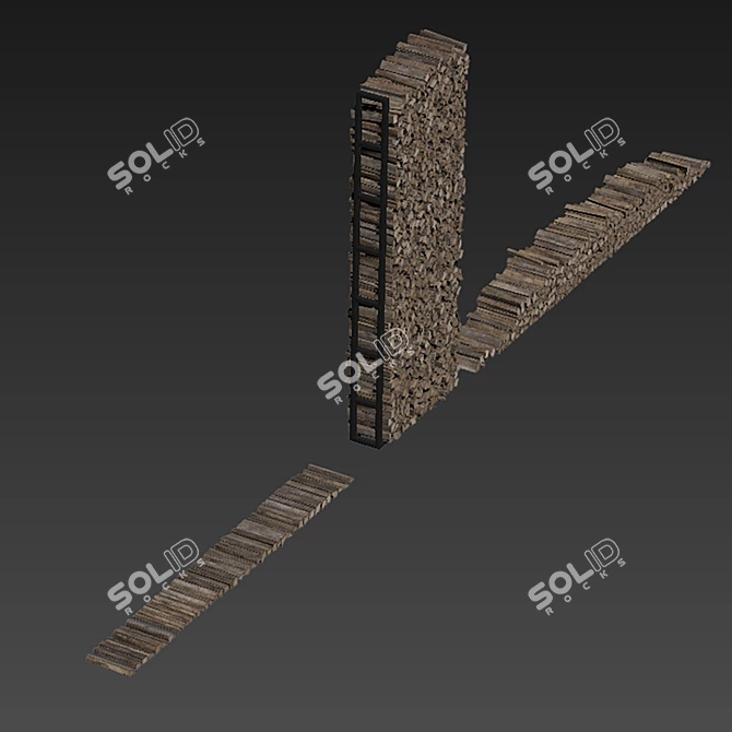 Geometric Firewood Decor 3D Model 3D model image 6