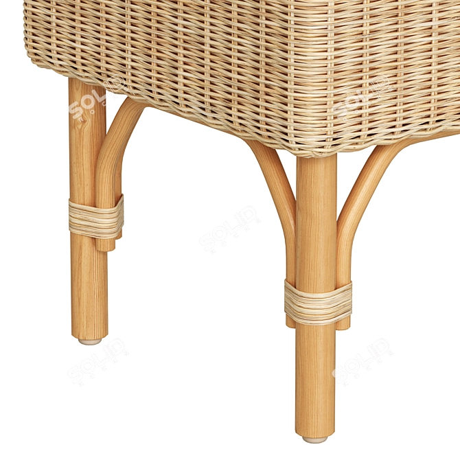 IKEA Handmade Rattan Storage Bench 3D model image 2