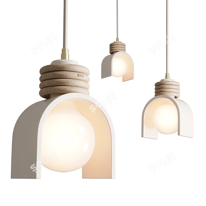 Terracotta Speckled Lunar Pendant Lighting 3D model image 1