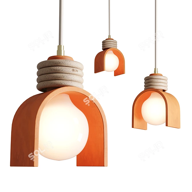 Terracotta Speckled Lunar Pendant Lighting 3D model image 2