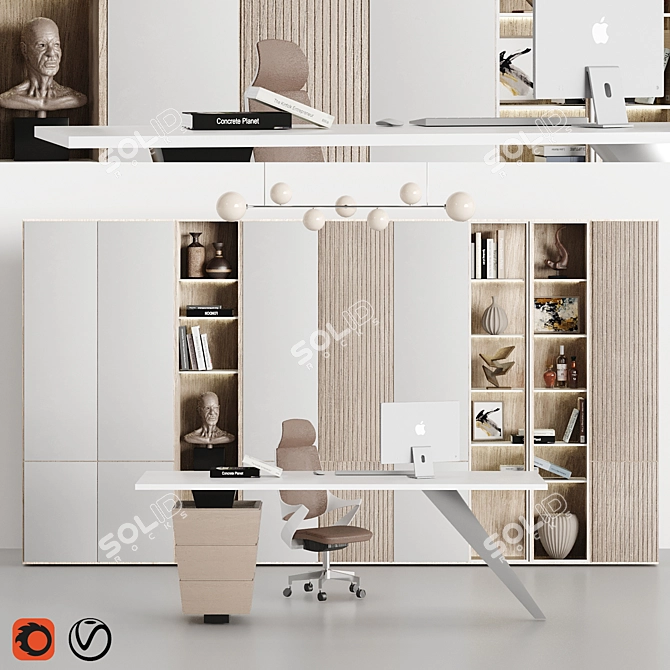 Modern Office Furniture Set 4 3D model image 1