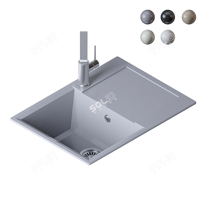 Elleci Easy 680-500mm Sink 3D model image 1