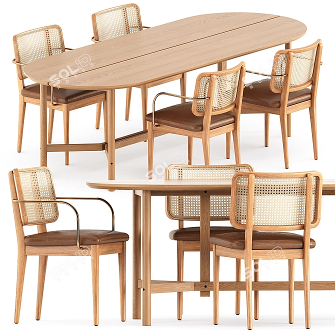 Rattan Combo: Chair & Table 3D model image 1