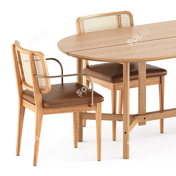 Rattan Combo: Chair & Table 3D model image 2