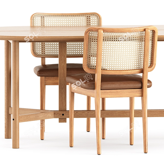 Rattan Combo: Chair & Table 3D model image 3