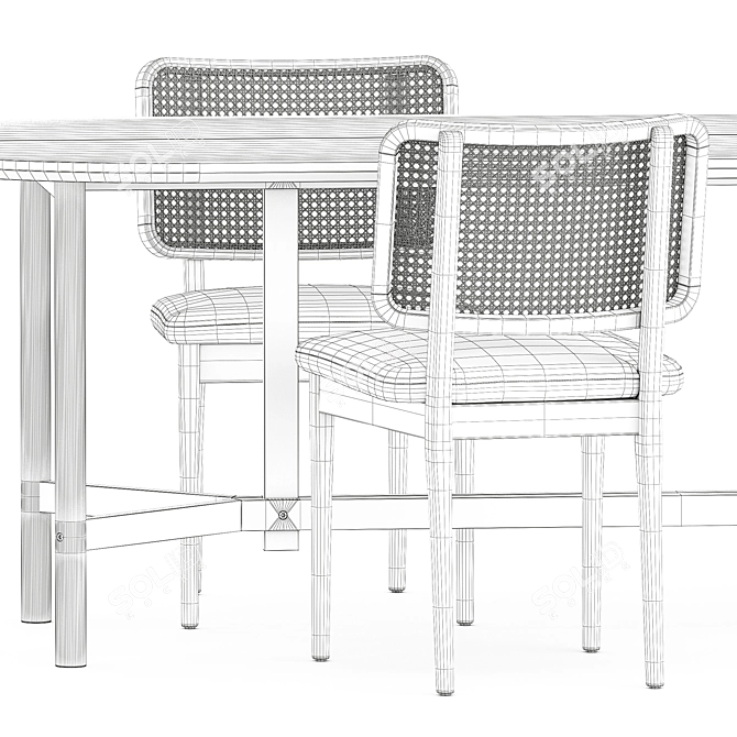 Rattan Combo: Chair & Table 3D model image 5