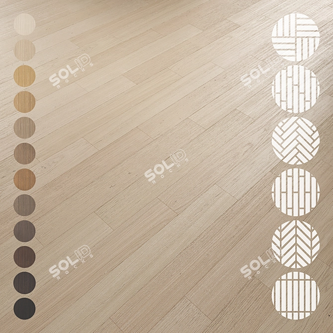 Oak Parquet Flooring Collection 3D model image 2