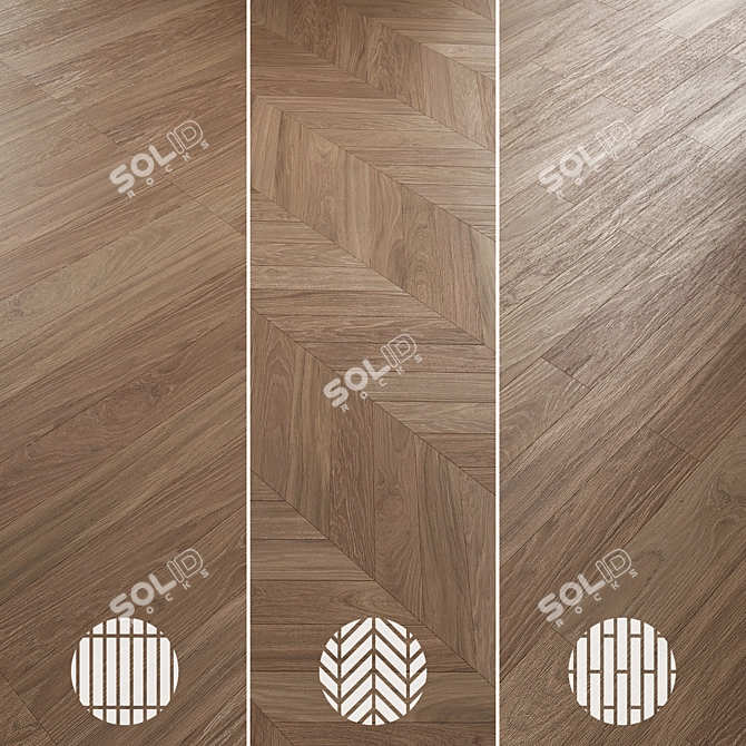 Oak Parquet Flooring Collection 3D model image 5