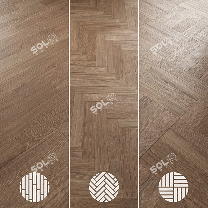 Oak Parquet Flooring Collection 3D model image 6