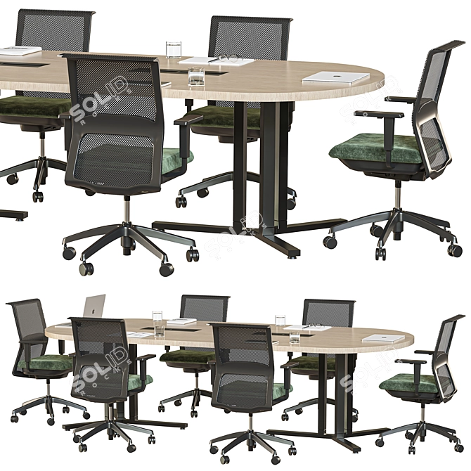 Modern Oval Conference Table 2015 3D model image 1