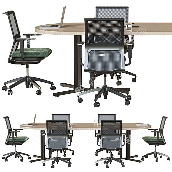 Modern Oval Conference Table 2015 3D model image 2