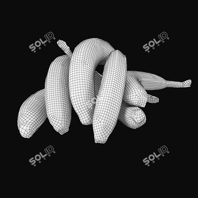 Fresh Ripe Bananas 3D model image 5