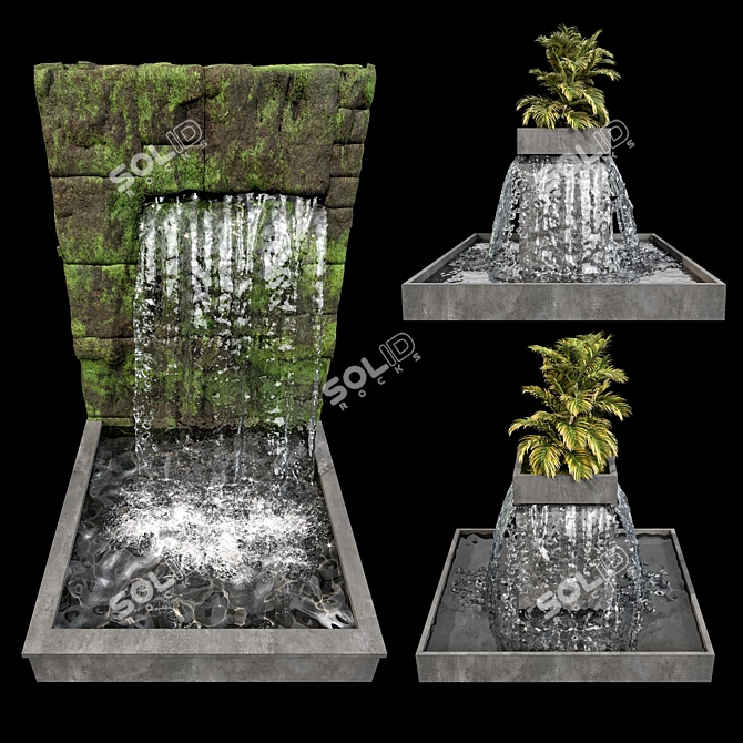 Dual Waterfall Fountain Cascade Model 3D model image 1