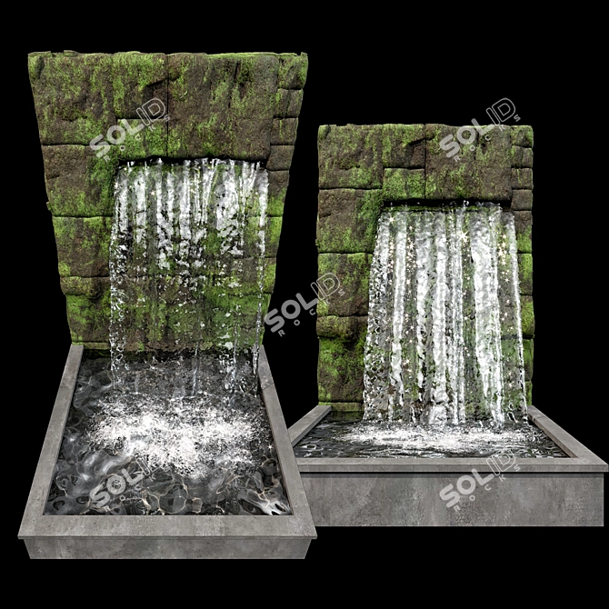 Dual Waterfall Fountain Cascade Model 3D model image 2