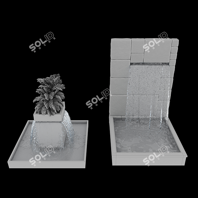 Dual Waterfall Fountain Cascade Model 3D model image 5