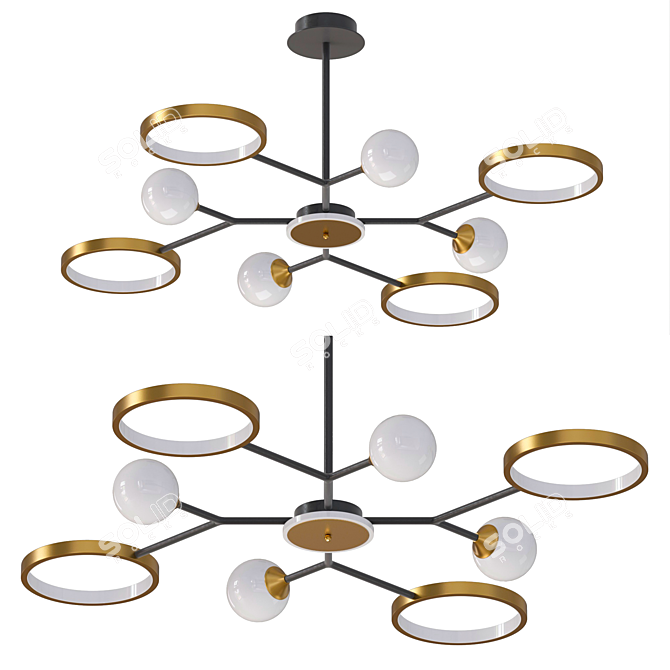 Elegant Warm Glass Chandelier Lighting 3D model image 1