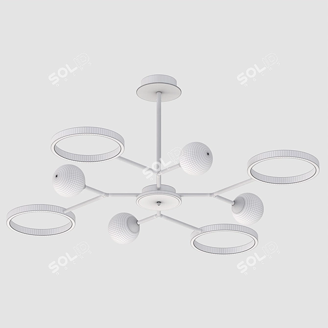 Elegant Warm Glass Chandelier Lighting 3D model image 2