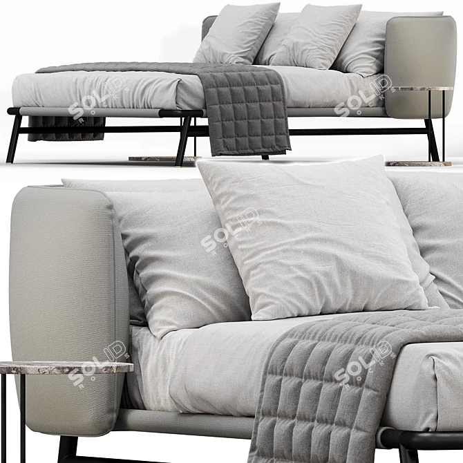 Luxury Edoardo Bed Upgrade 3D model image 1