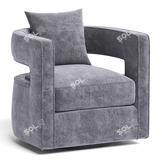 Luxurious Velvet Swivel Barrel Chair 3D model image 1